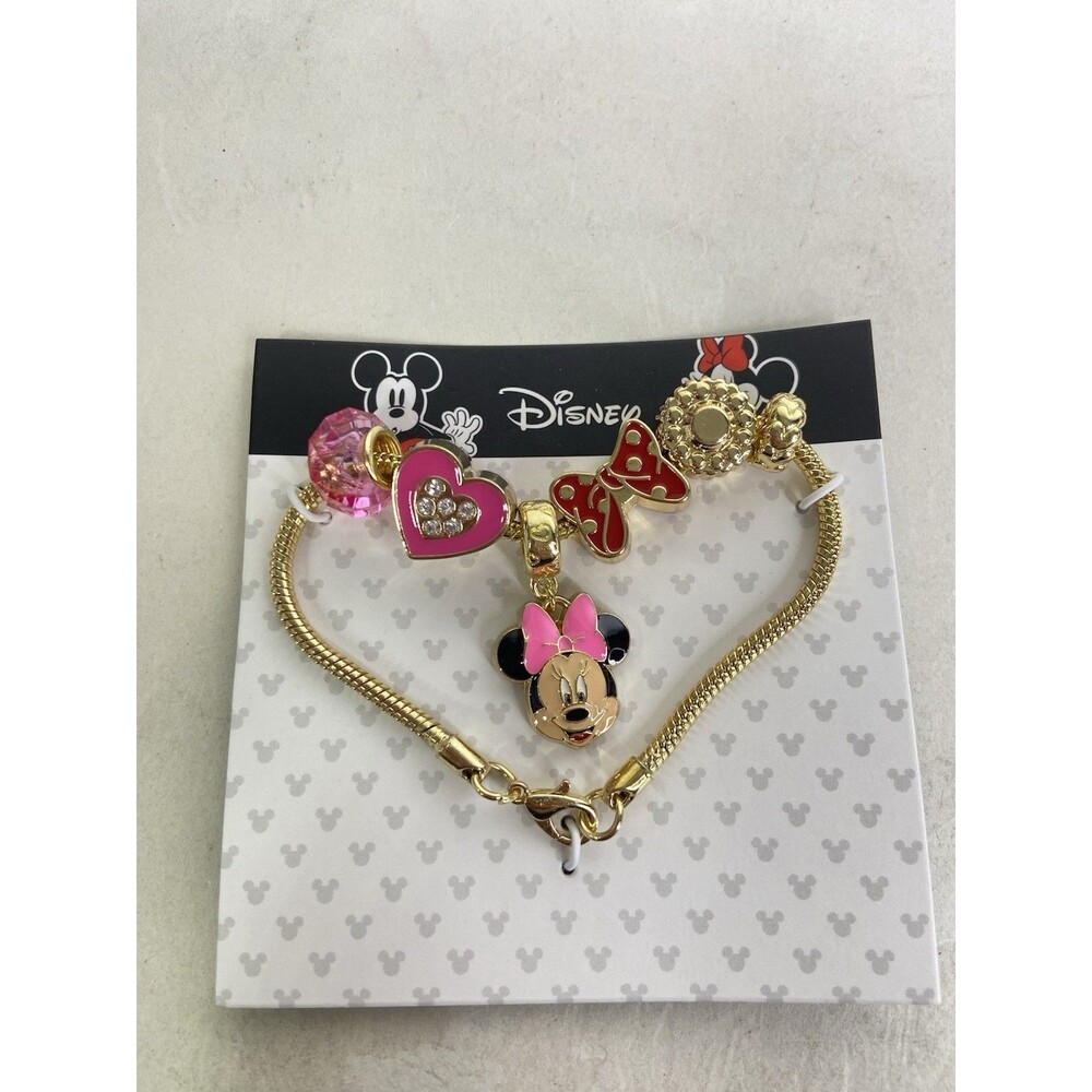 Disney Minnie Mouse Charm Bracelet with 6 Unique Charms Licensed